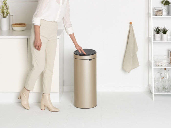 Brabantia Touch Bin 30L Metallic Gold product in use