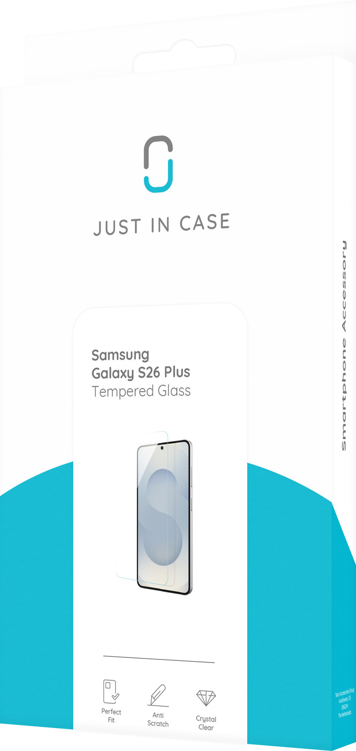 Just In Case Tempered Glass Samsung Galaxy S26 Plus Screen Protector packaging