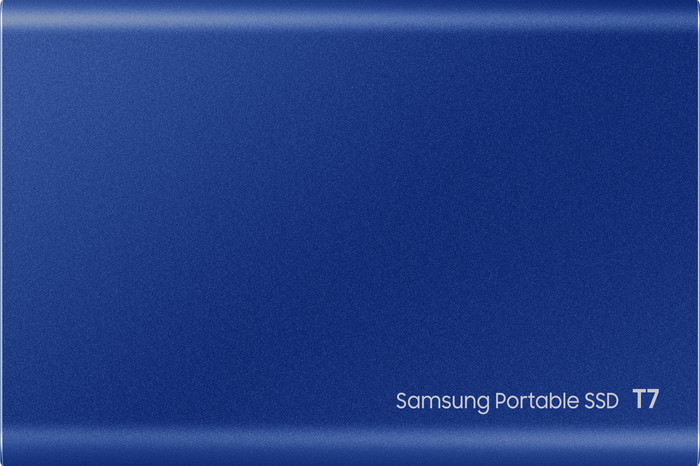Samsung T7 Portable SSD 1TB Blauw achterkant