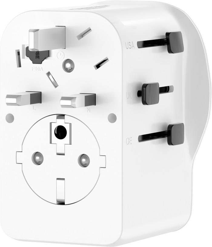BlueBuilt Universele Wereldstekker 65 Watt achterkant