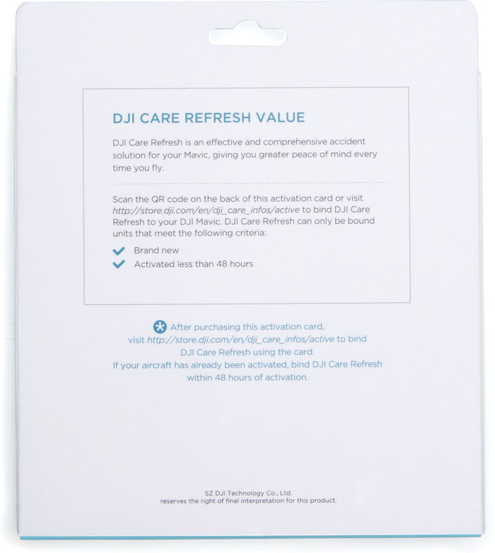 DJI Care Refresh Card Mavic Air verpackung