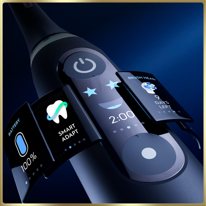 Oral-B iO 9n Rozenkwarts en Onyx Zwart Duo Pack Speciale Editie product in gebruik