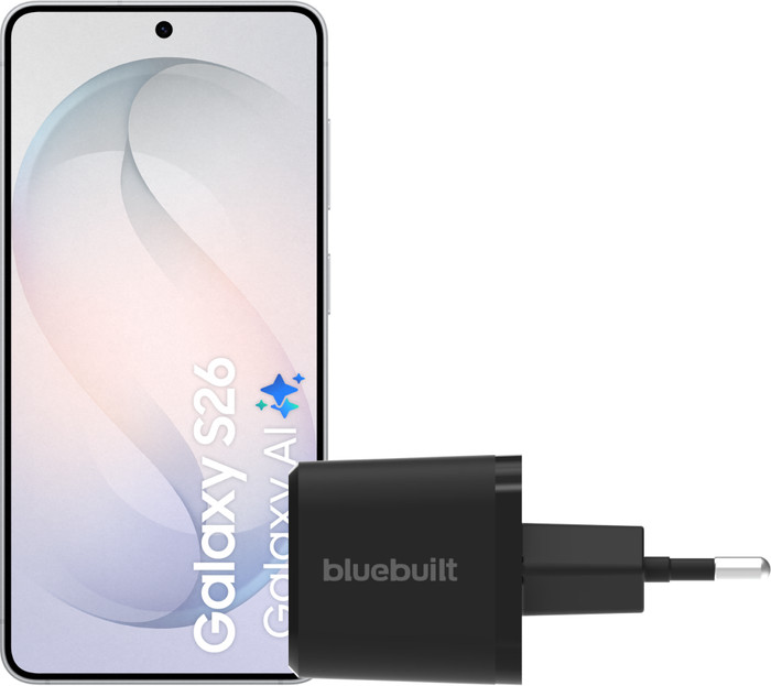 Samsung Galaxy S26 256GB White 5G + BlueBuilt Charger 45W Black Main Image