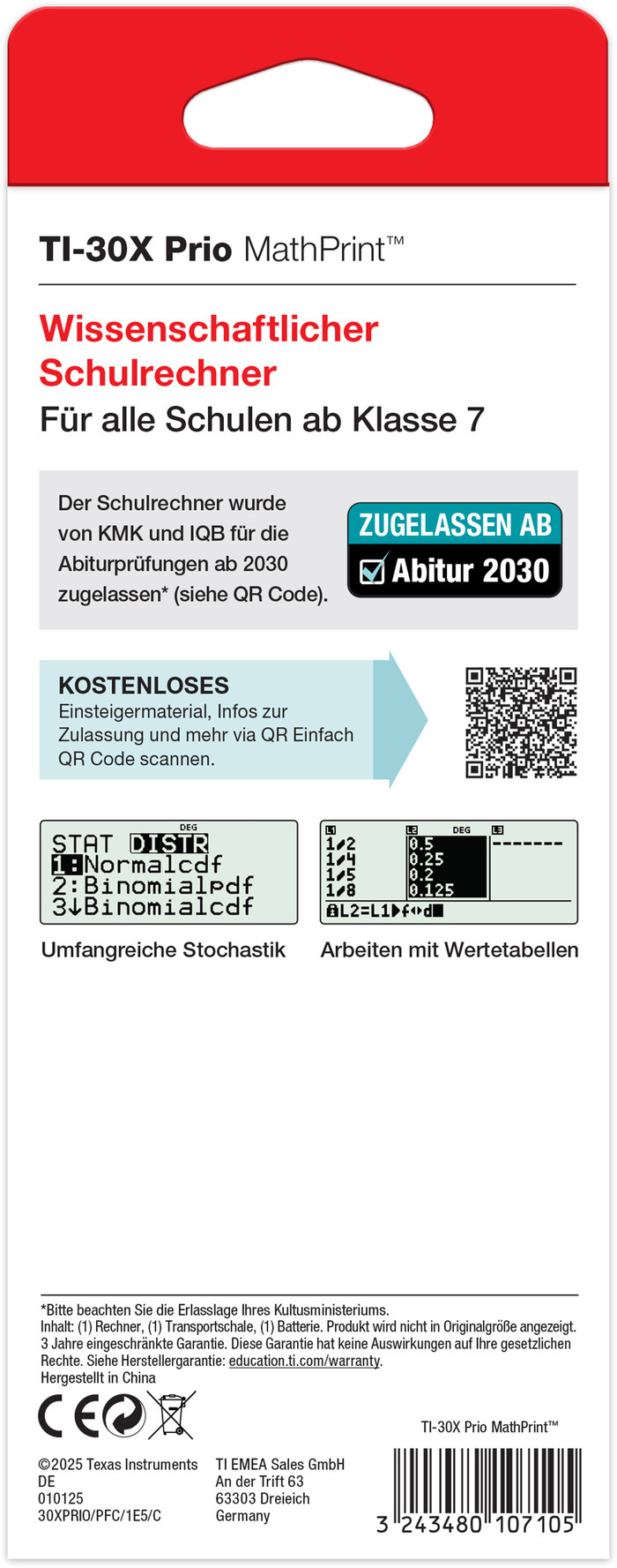 Texas Instruments CTI-30X Pro Mathprint FC Rekenmachine verpakking