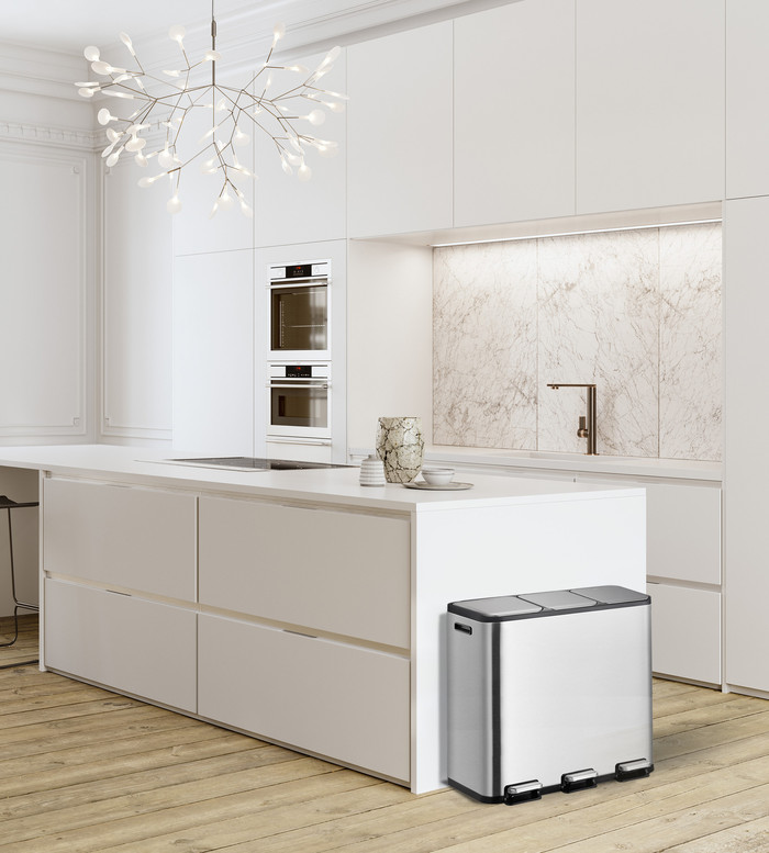 EKO EcoCasa II 3 x 15 Liter Mat Rvs product in gebruik