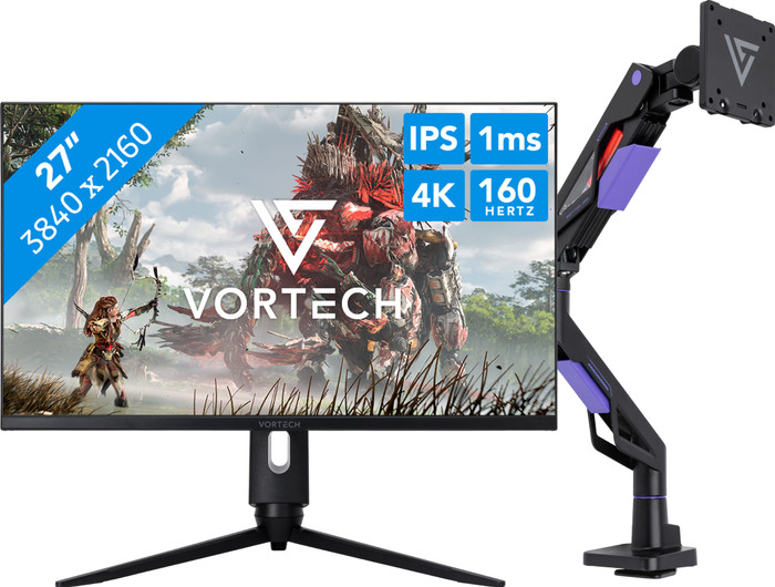 Vortech Prestige 27 inch 4K + Vortech Monitorarm met Gasveer Main Image