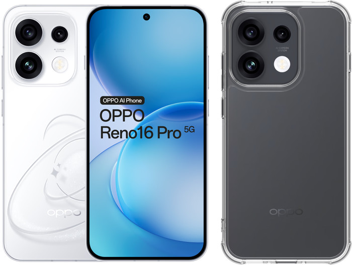 OPPO Reno16 Pro 512GB Wit 5G + BlueBuilt Back Cover Transparant Main Image