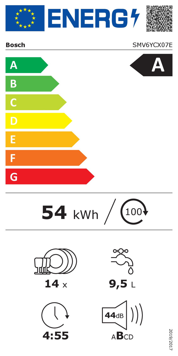 Bosch SMV6YCX07E energielabel