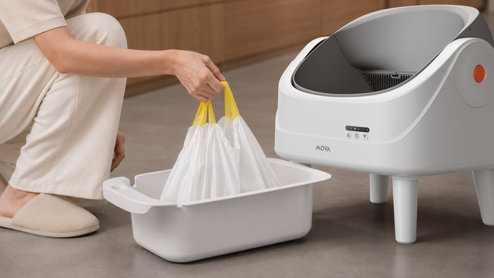 Mova Automatische kattenbak LB10 Air Wit product in gebruik