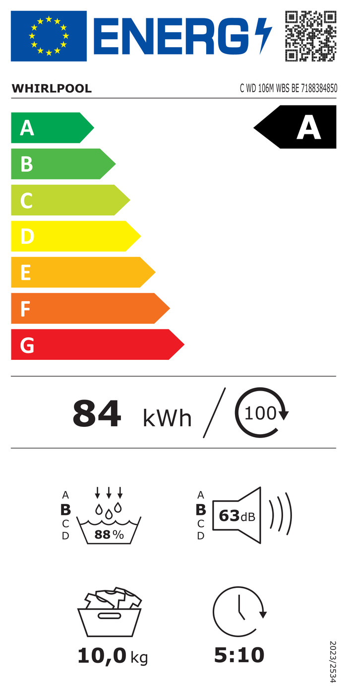 Whirlpool C WD 106M WBS BE energielabel