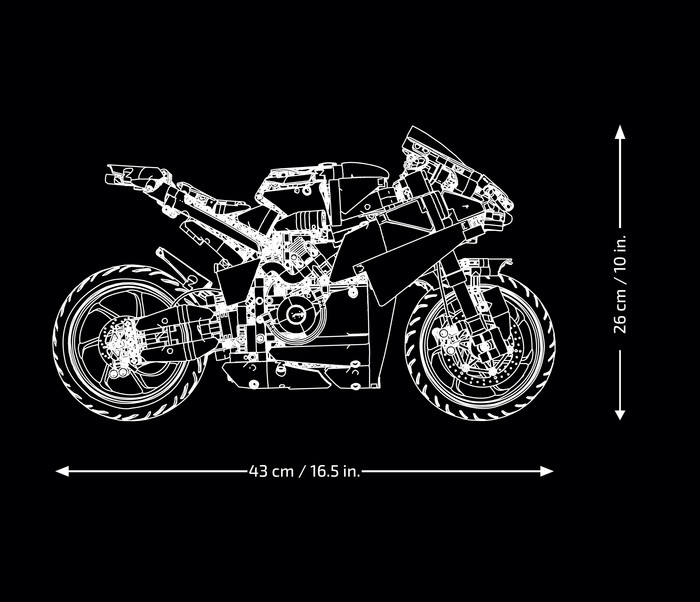 LEGO Technic Ducati Panigale V4 S motor 42202 detail