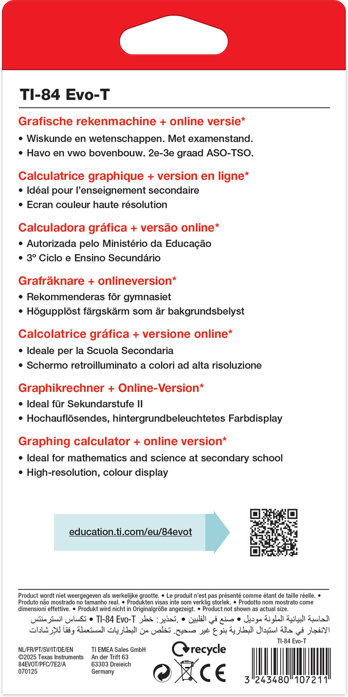 Texas Instruments TI-84 Evo-T Grafische Rekenmachine verpakking