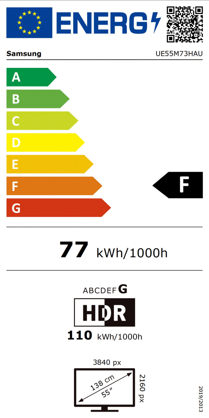 Samsung Mini-led 55" M73H (2026) energielabel