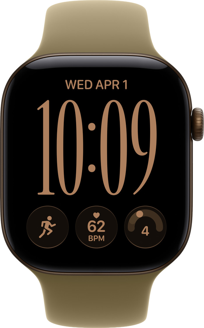 Apple Watch Series 12 Cellular 46mm Donkerbrons Sportband M/L voorkant