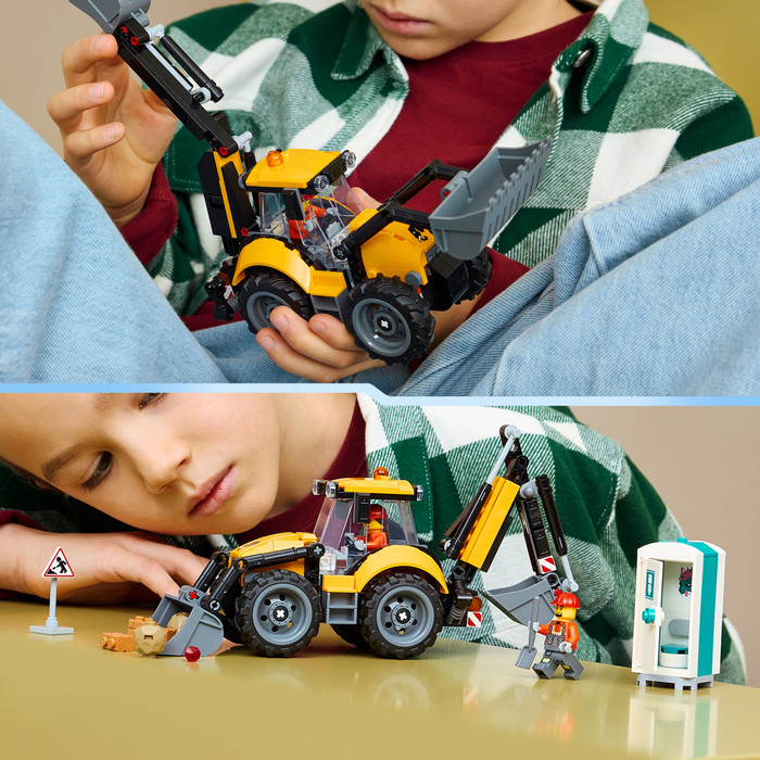 LEGO City Yellow Backhoe Loader 60480 product in use