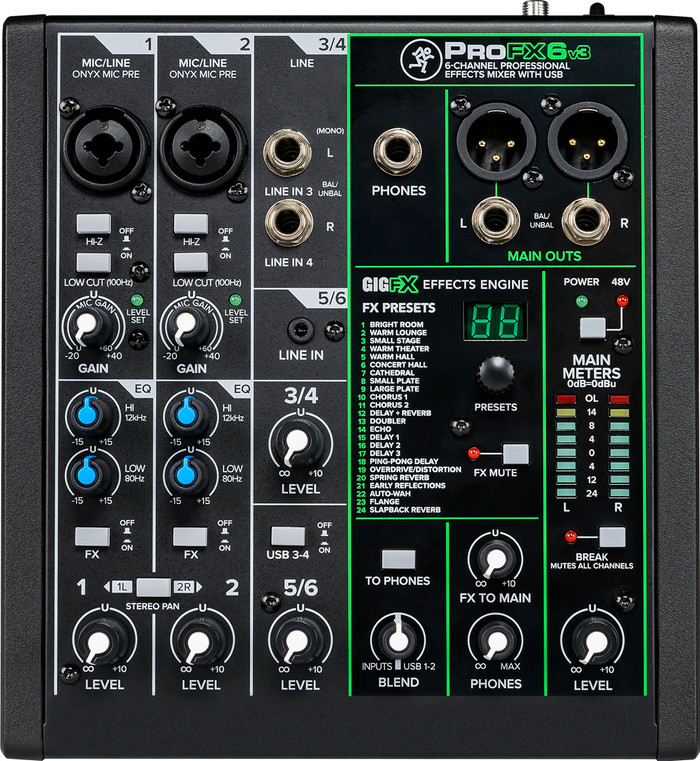 Mackie PROFX6V3 bovenkant