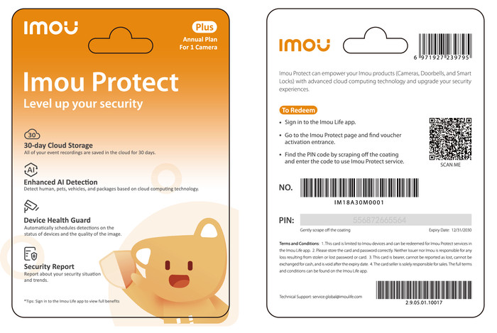 Imou Protect Plus Service Card 1 Year Main Image