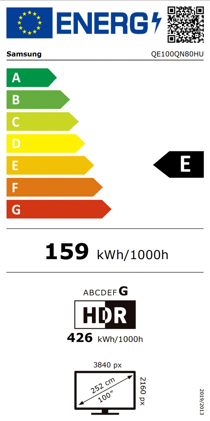Samsung Neo QLED 100" QN80H (2026) energielabel