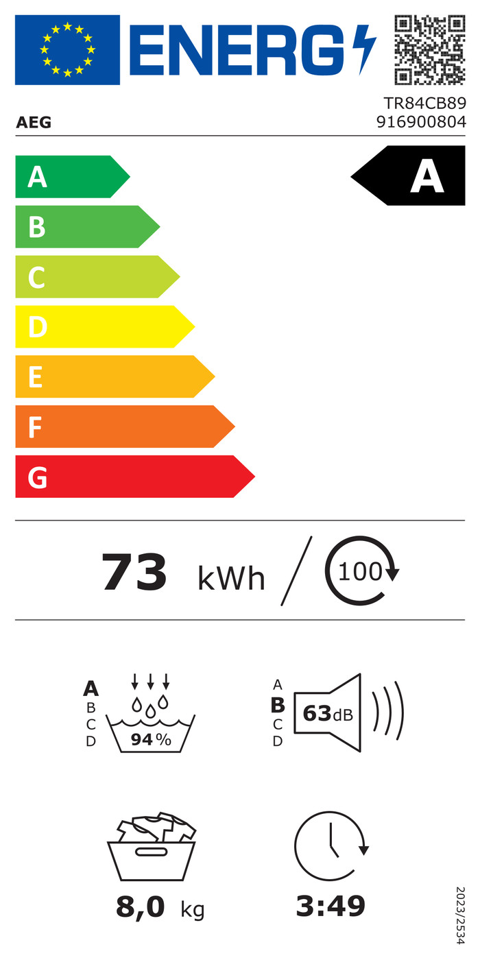 AEG TR84CB89 8000 AbsoluteCare energielabel