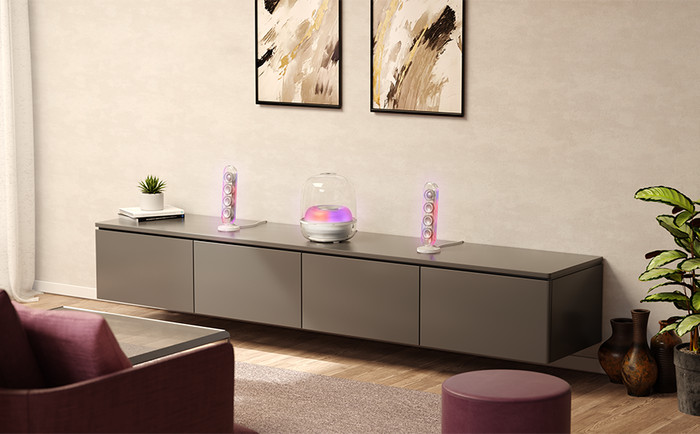 Harman Kardon SoundSticks 5 Wifi Wit product in gebruik