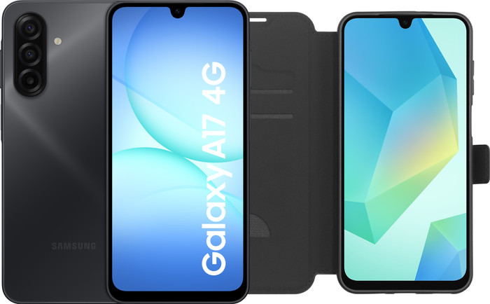 Samsung Galaxy A17 128GB Zwart 4G + BlueBuilt Book Case Zwart Main Image