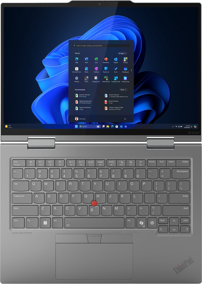 Lenovo ThinkPad X1 2-in-1 G10 (Intel) Copilot+ PC - 21NU003MMH QWERTY bovenkant