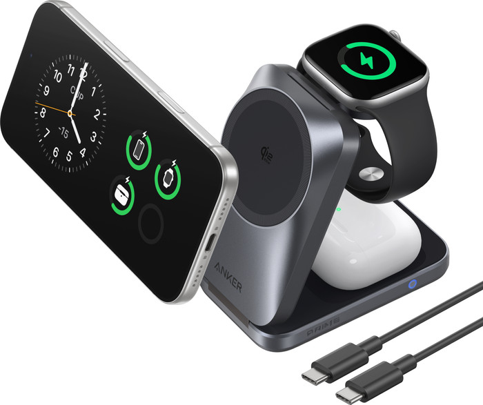 Anker MagGo 3-in-1 Vouwbare Draadloze Oplader 25W Zwart Main Image