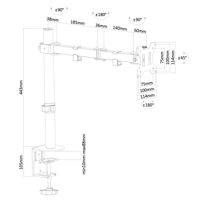 Neomounts FPMA-D550BLACK Monitor Arm Black null
