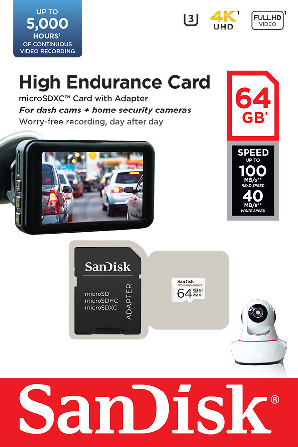 Sandisk MicroSDXC High Endurance 64GB 40MB/s visual leverancier