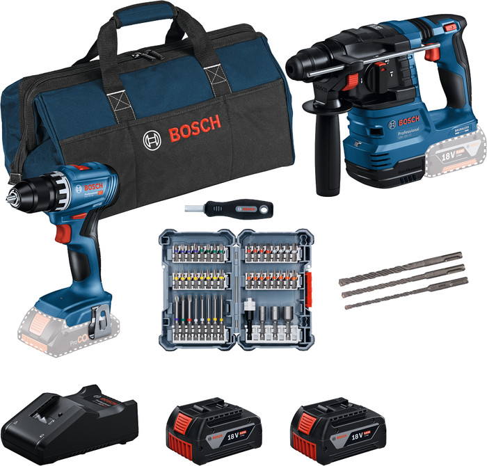 Bosch Professional GBH 18V-22 + GSR 18V-45 Combi Set + Accessories Main Image