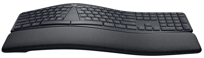 Logitech K860 + Logitech MX Vertical Ergo Mouse front