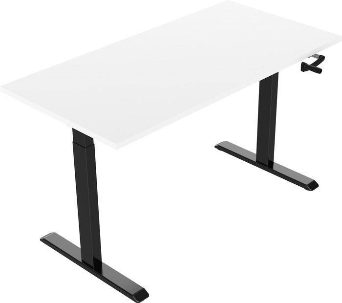 Euroseats Hand Crank Sit-Stand Desk 120x80 Black/White left side