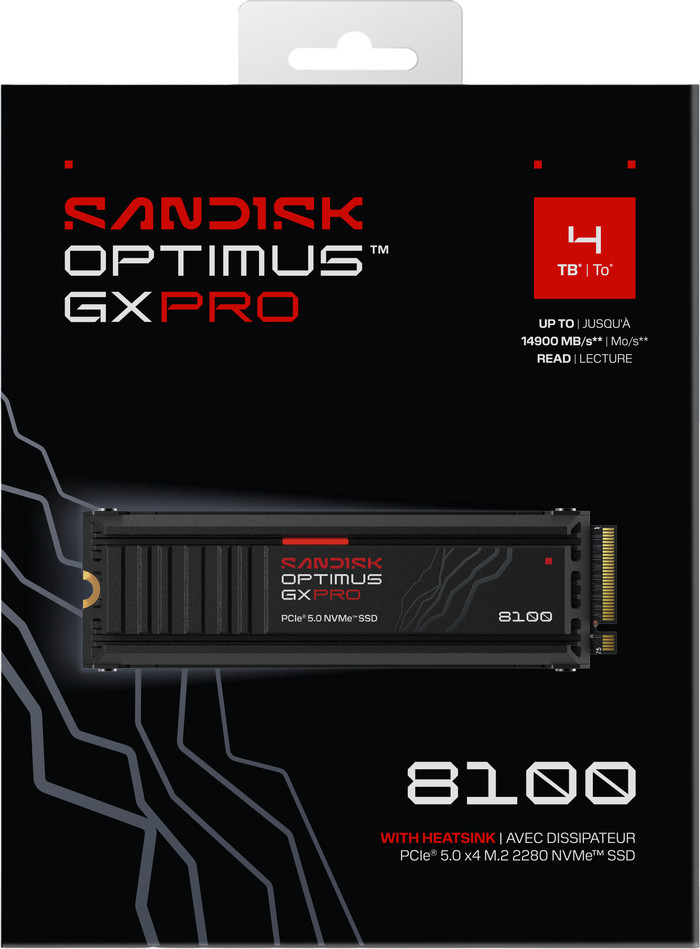 SANDISK Optimus GX PRO 8100 4TB Heatsink PCIe 5.0 NVMe SSD Main Image