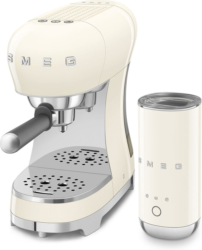 SMEG ECF12CREU Creme + melkopschuimer rechterkant