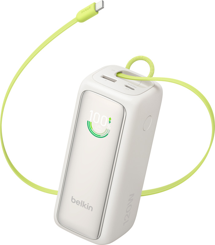 Belkin Powerbank 22.000 mAh met Snelladen 120 Watt Beige bovenkant