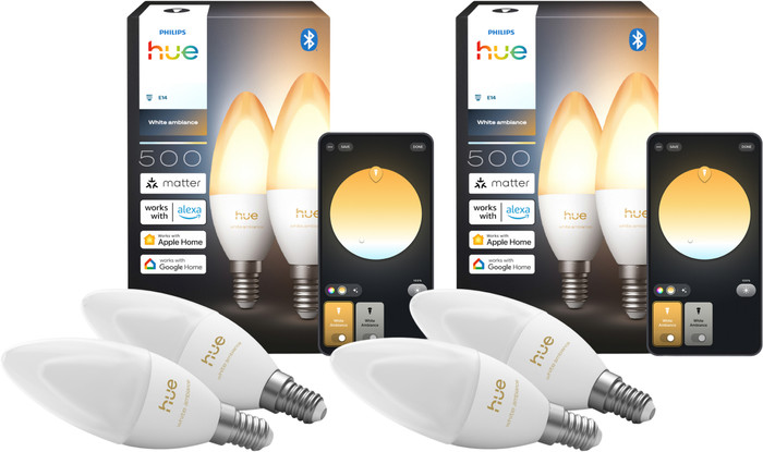 Philips Hue Kaarslamp White Ambiance E14 4-Pack Main Image