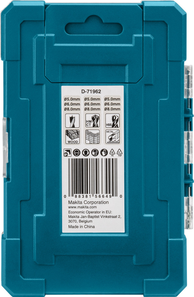 Makita 9-piece Drill Set (stone/wood/metal) back