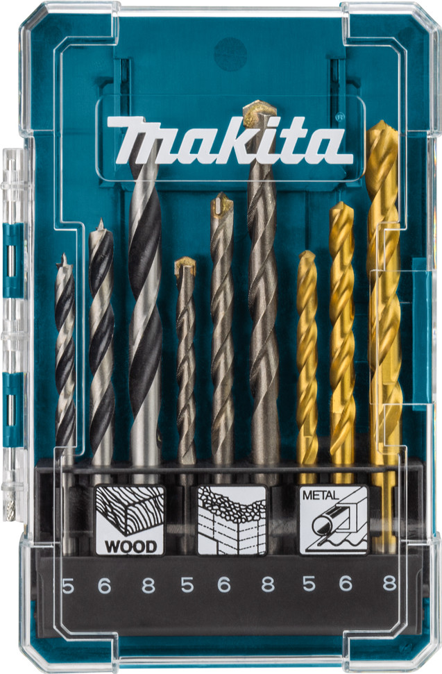 Makita 9-piece Drill Set (stone/wood/metal) front
