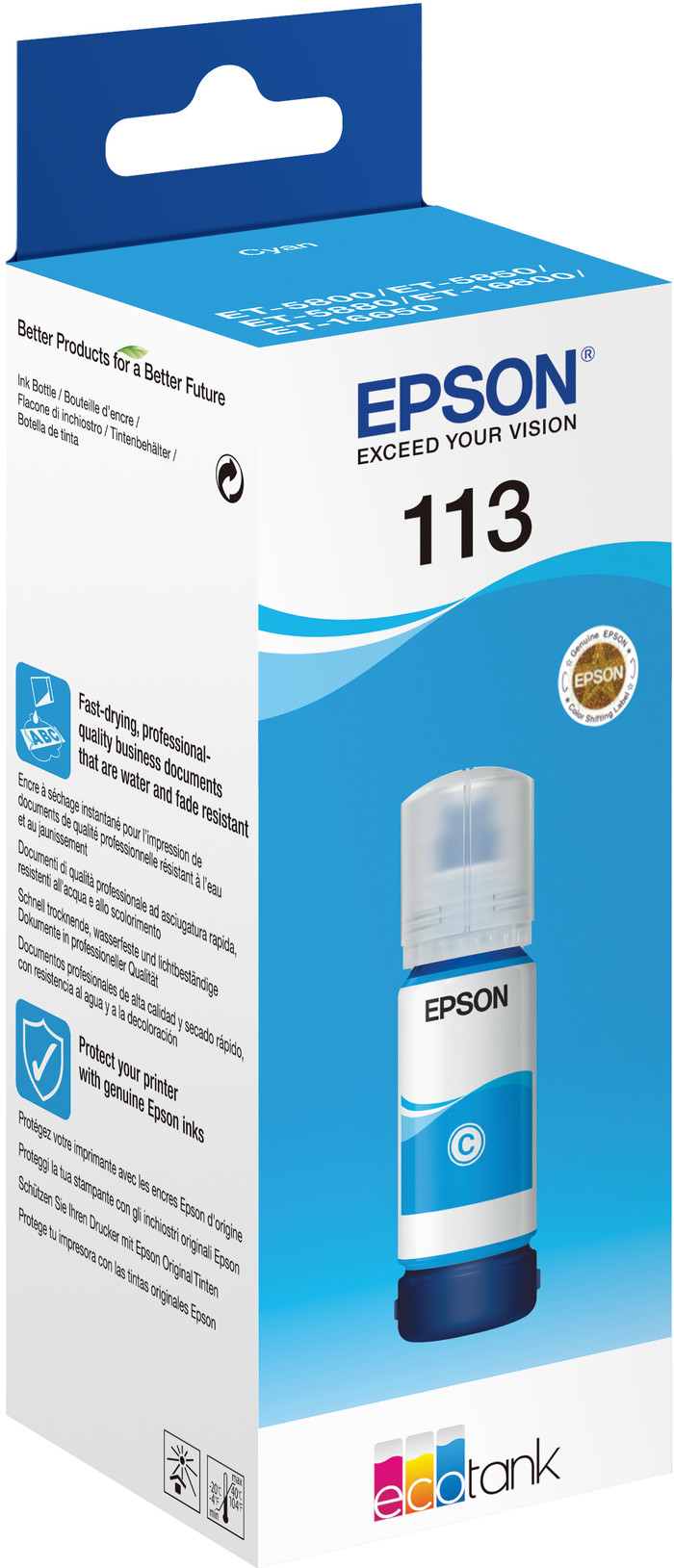 Epson 113 Inktflesje Cyaan linkerkant