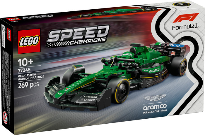 LEGO Speed Champions Aston Martin Aramco F1 AMR24 racewagen 77245 verpakking