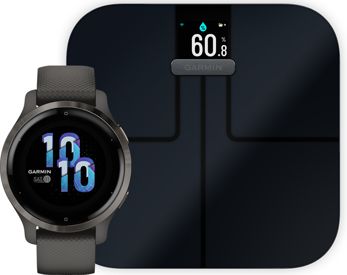 Garmin Venu 2S Grijs + Garmin Index S2 Smart - Zwart Main Image