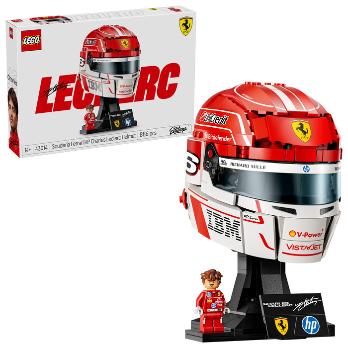 LEGO Editions Scuderia Ferrari HP helm van Charles Leclerc 43014 rechterkant