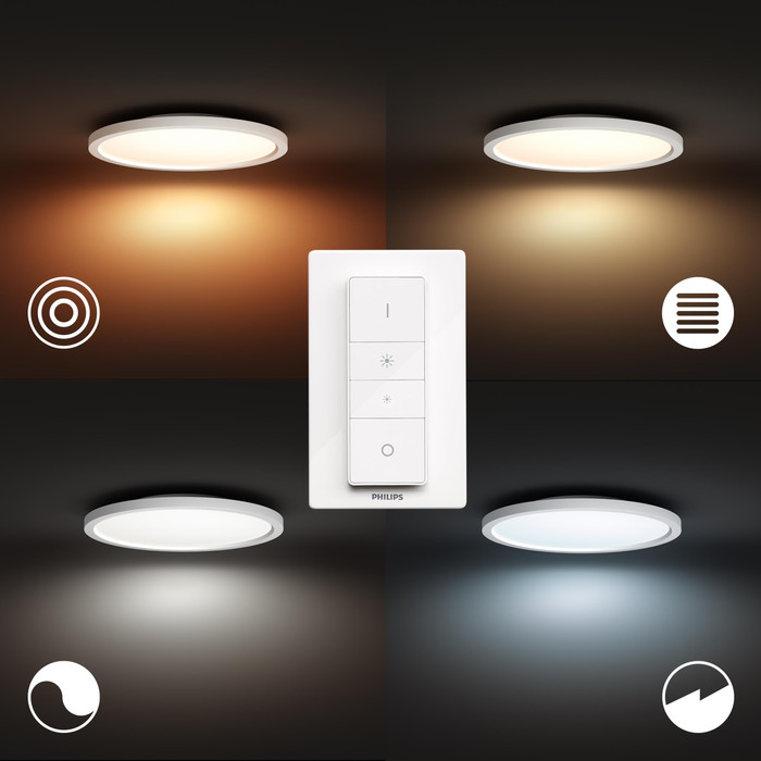Philips Hue Aurelle plafondlamp White Ambiance rond product in gebruik