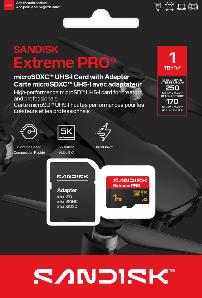 SANDISK Extreme PRO microSDXC 1TB 250MB/s verpakking