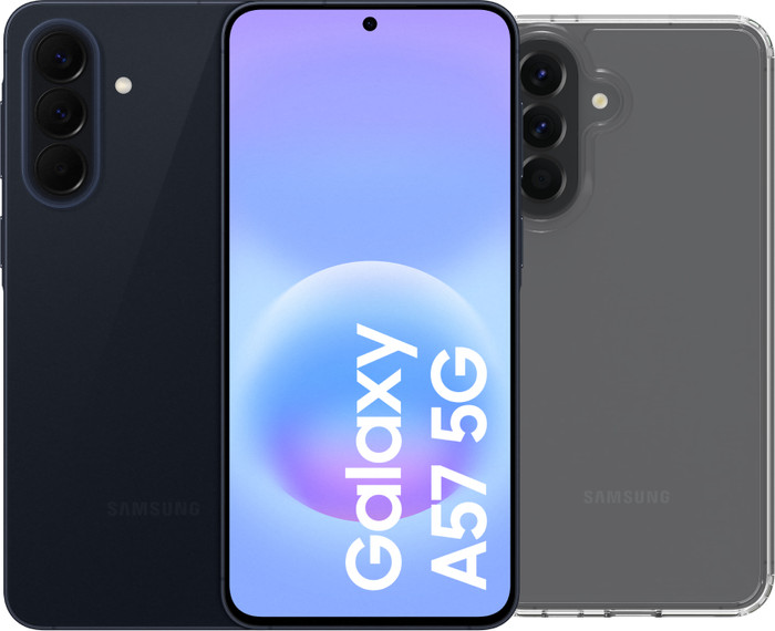 Samsung Galaxy A57 128GB Donkerblauw 5G + BlueBuilt Back Cover Transparant Main Image