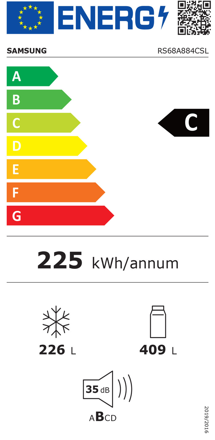Samsung RS68A884CSL/EF energy label