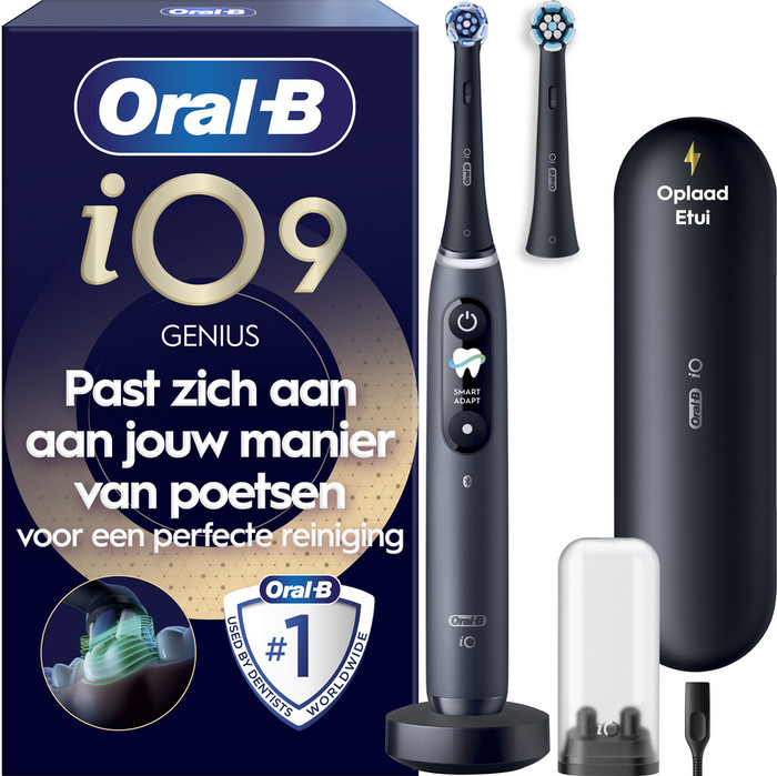 Oral-B iO 9N Black with Extra Brush Attachment packaging