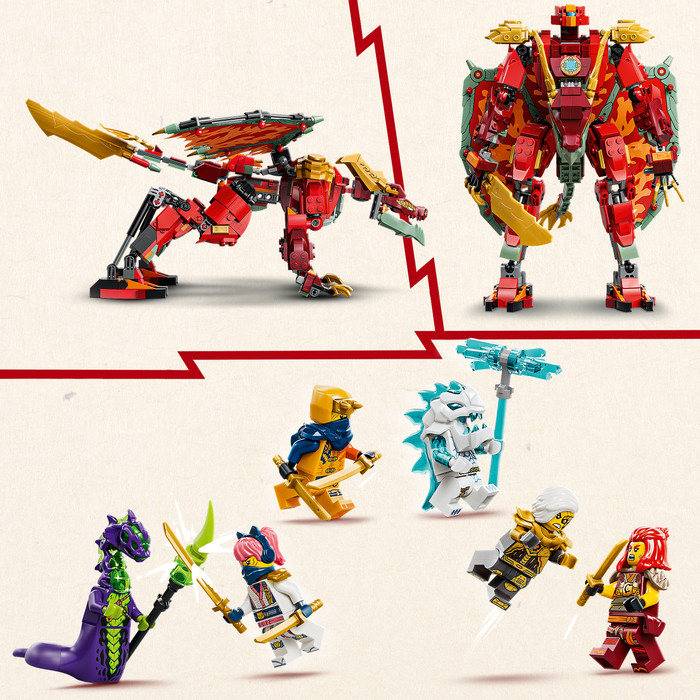 LEGO Ninjago Wyldfyre's Transformerende Drakenmecha 71868 product in gebruik