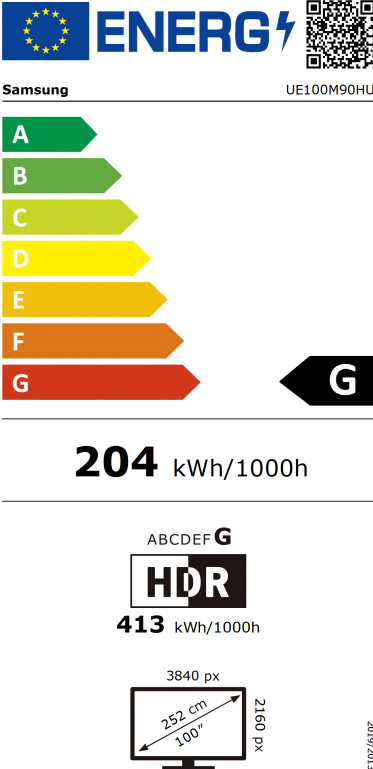 Samsung Mini-led 100" M83H (2026) energielabel