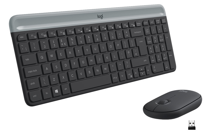 Logitech MK470 Slim Draadloos Toetsenbord en Muis Grijs QWERTY Main Image